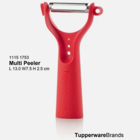 Tupperware Ergonomic 5-n-1 Horizontal Peeler Citrus Herbs Multipurpose Red Black - Picture 3 of 16